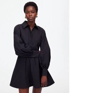 NWT Madewell Seamed Long-Sleeve Mini Shirtdress in Poplin